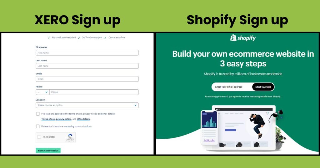 Shopify and Xero Sign up