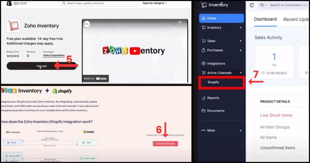 steps to integrate shopiy with zoho