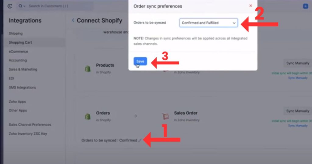 steps to integrate shopiy with zoho